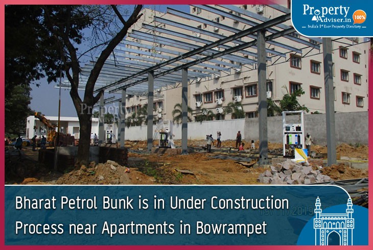 Bharat Petrol Bunk is in Under Construction Stage near Apartments in Bowrampet