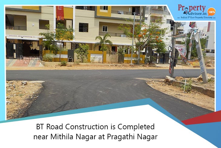 bt-road-construction-is-completed-near-mithila-nagar-at-pragathi-nagar