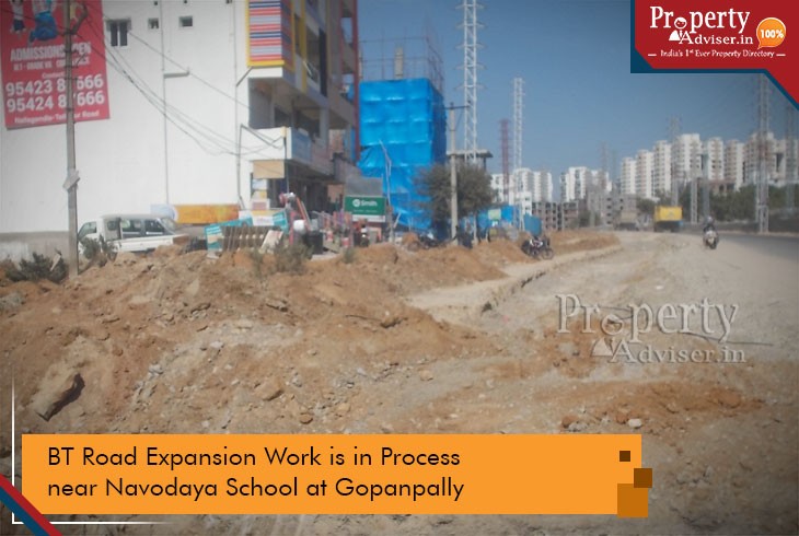 BT Road Expansion Work in Process near Navodaya School at Gopanpally