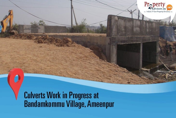 Construction of Culverts in Progress at Bandamkommu Village, Ameenpur