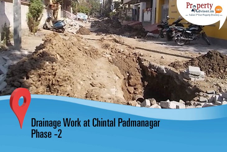 Drainage Pipeline Works are in Process at Chintal Padmanagar Phase -2