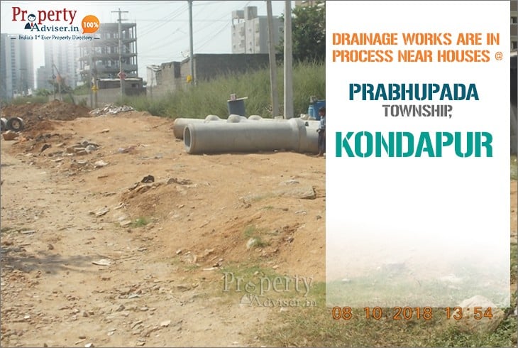 Drainage Work In Process at Prabhupada Township in Kondapur