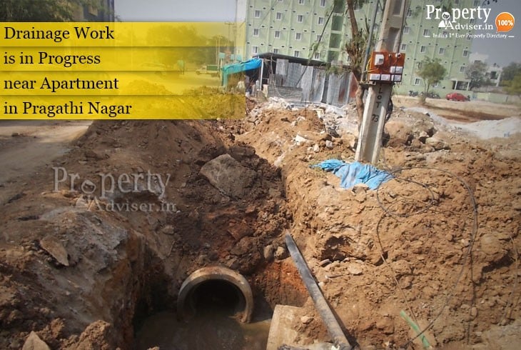 Under construction Drainage in Pragathi Nagar 