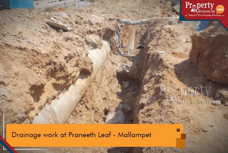 Drainage Work is in Progress near Gated Community Villas in Mallampet