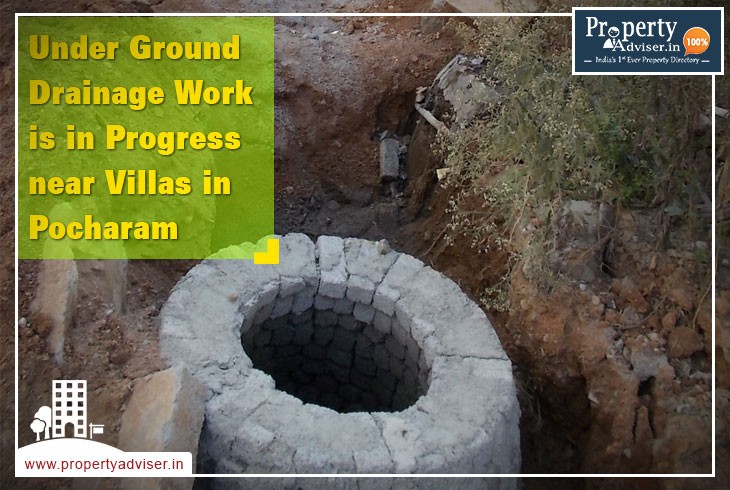 Under Ground Drainage Work is in Progress near villas in Pocharam