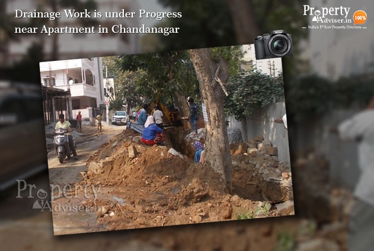 Drainage Work is under Progress near Apartment in Chandanagar