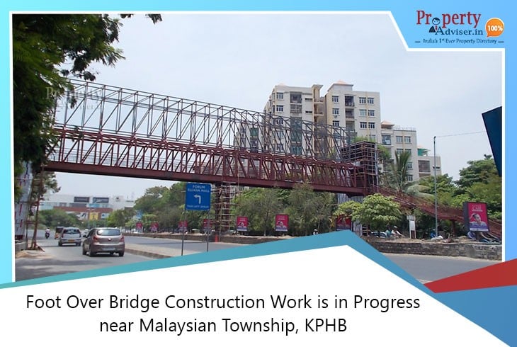 Foot over Bridge Construction Work is in Progress near Malaysian Township, KPHB