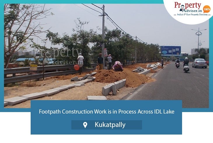 footpath-construction-work-in-process-across-idl-lake-kukatpally
