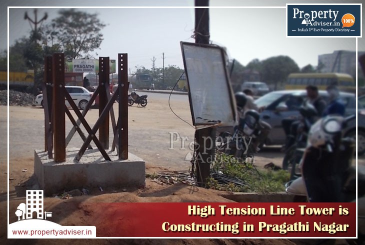 New High Tension Line tower work is in progress at Pragathi Nagar
