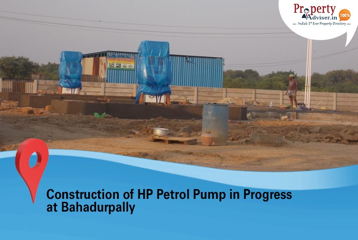 HP Petrol Pump Construction is in Progress at Bahadurpally 