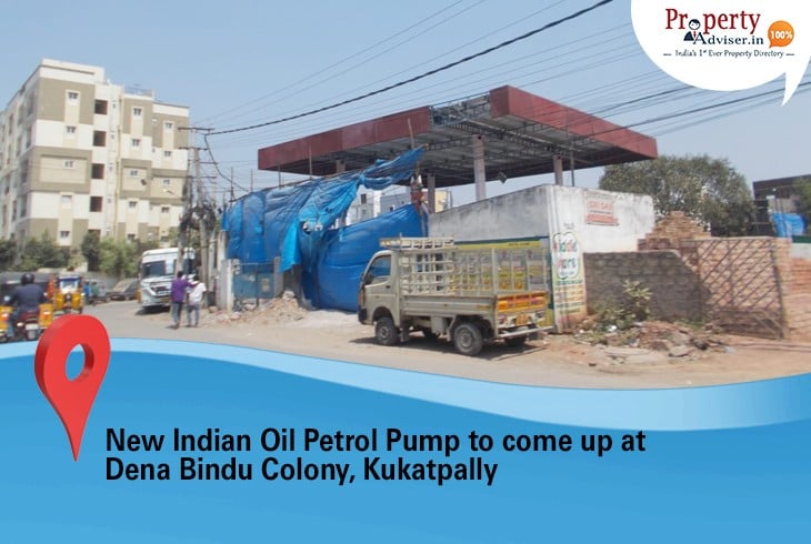 Construction of Indian Oil Petrol Pump in Process at Dena Bindu Colony, Kukatpally 