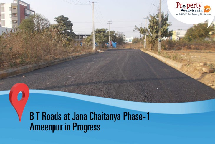 Laying of B T Road in Progress in Jana Chaitanya Phase-1 at Ameenpur