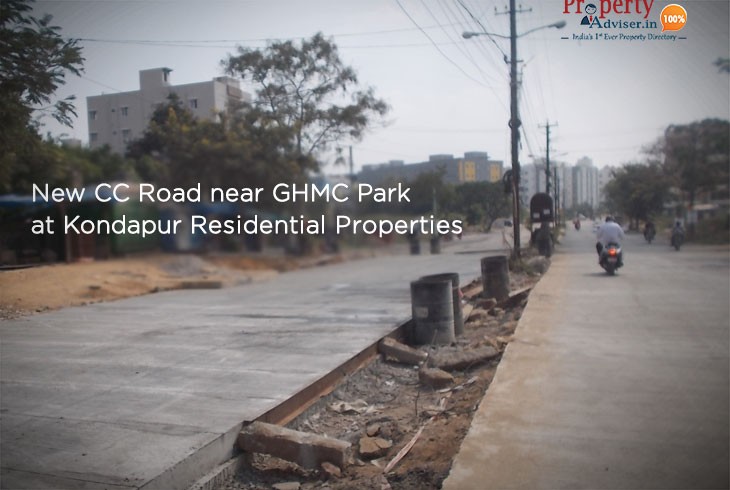 Laying of CC Road completed near GHMC Park in Kondapur