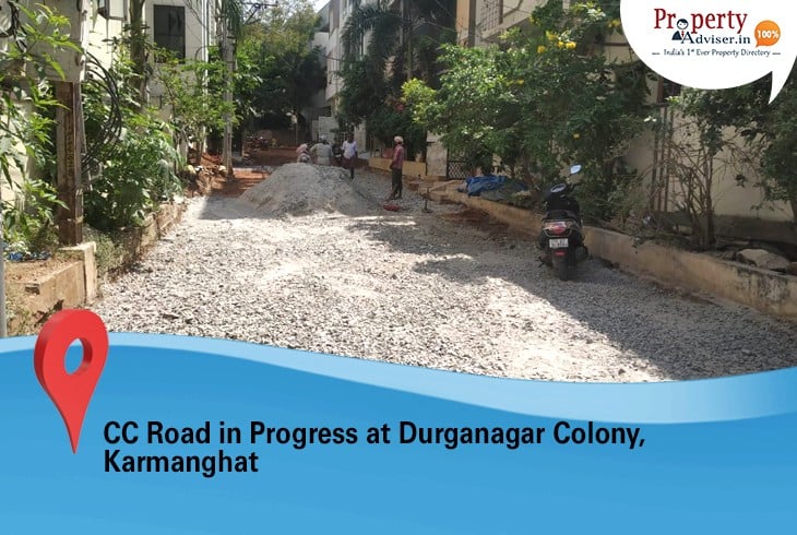 Laying of CC Road in Process at Durganagar Colony, Karmanghat 