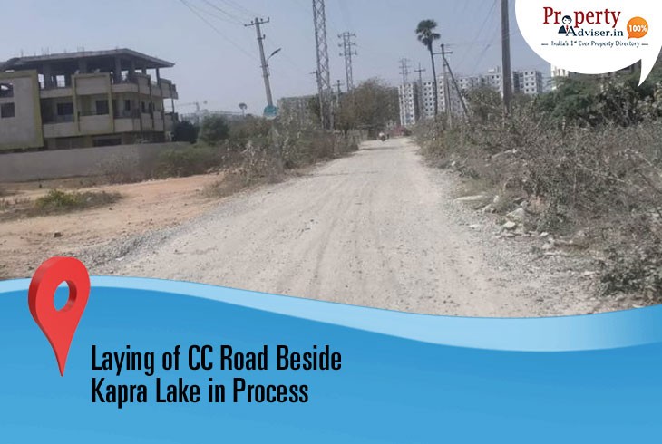Laying of CC Road in Progress Beside Kapra Lake