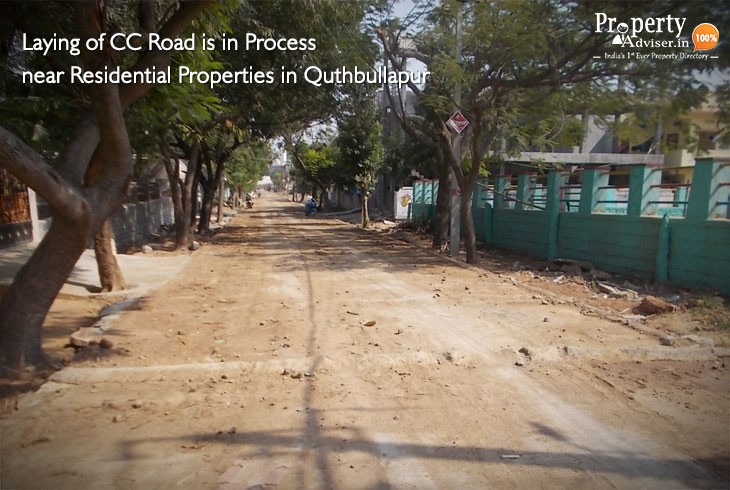 Laying of CC Road is in Process near Houses in Quthbullapur