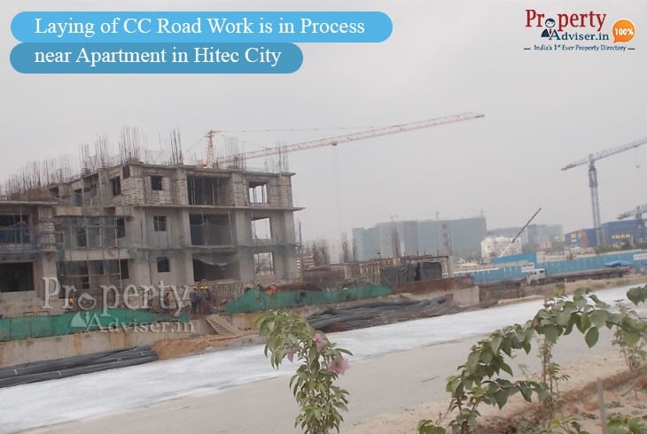 Laying of CC Road is in Process near Residential Apartments in Hitec City