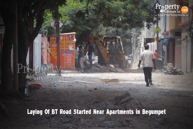 New BT Road work Started Near Residential Flats In Begumpet