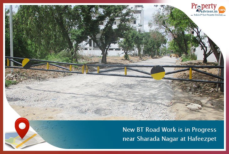 New BT Road Work Is in Progress near Sharada Nagar at Hafeezpet