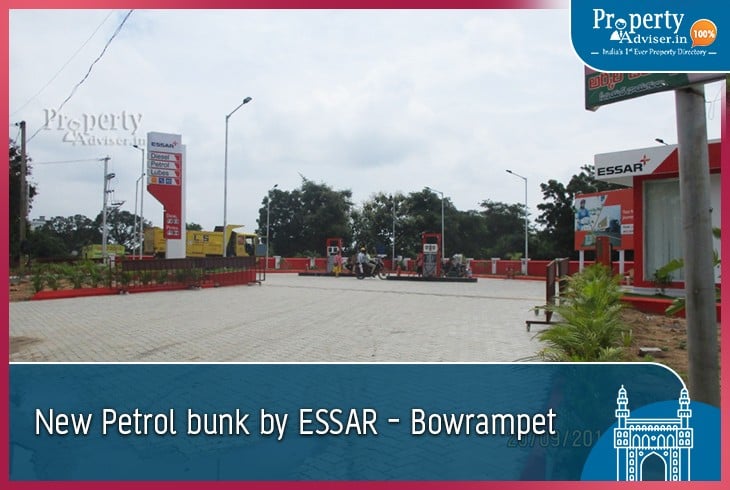 New ESSAR Petrol Bunk near Houses in Bowrampet, Hyderabad 
