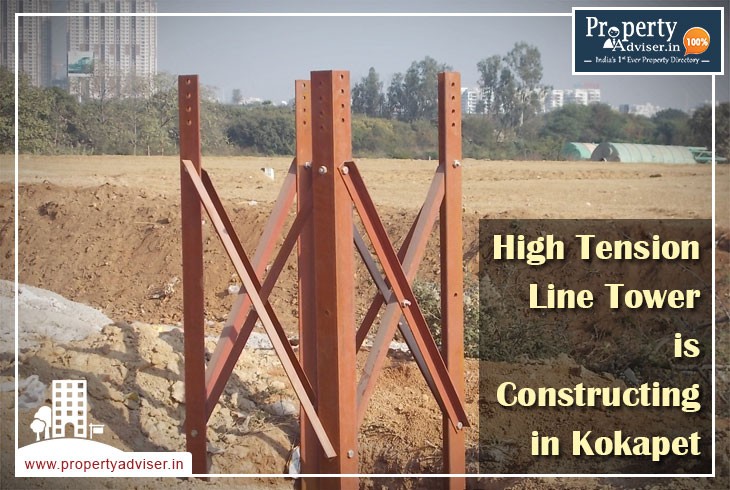 New High Tension Line Tower Work Is In Progress at Kokapet