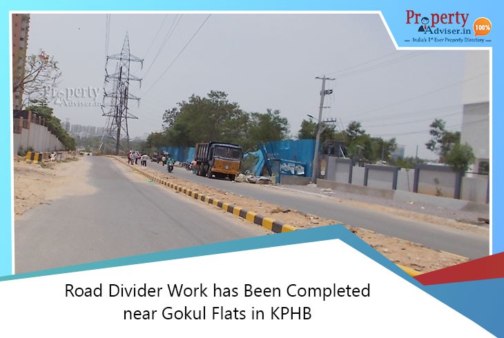 Road Divider Work Completed Near Gokul Flats In Kphb Colony