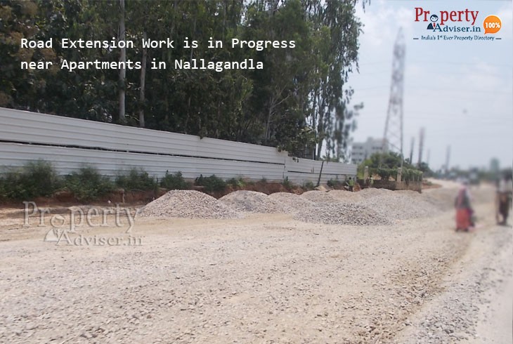 Road Extension Work is in Progress near Apartments in Nallagandla