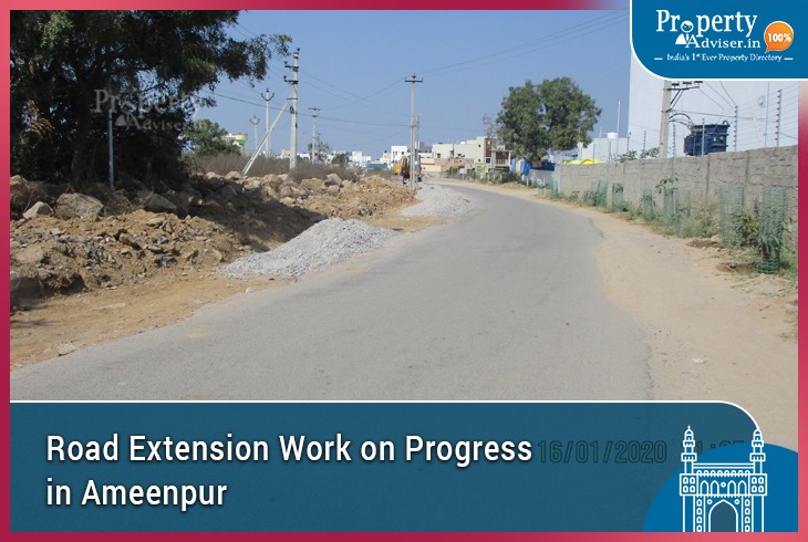 Road Extension Work on Progress near Apartments in Ameenpur