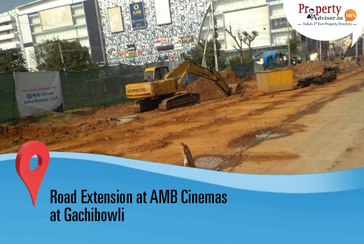 Road Extension Works in Process at AMB Cinema Hall in Gachibowli