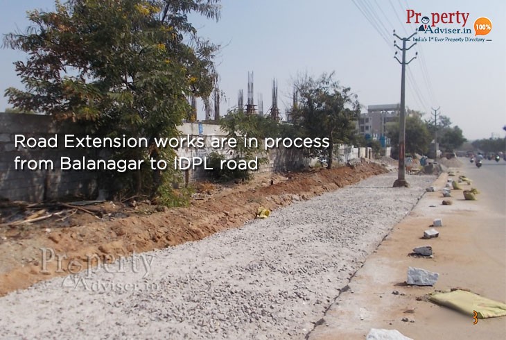 Road Extension works in process from Balanagar to IDPL