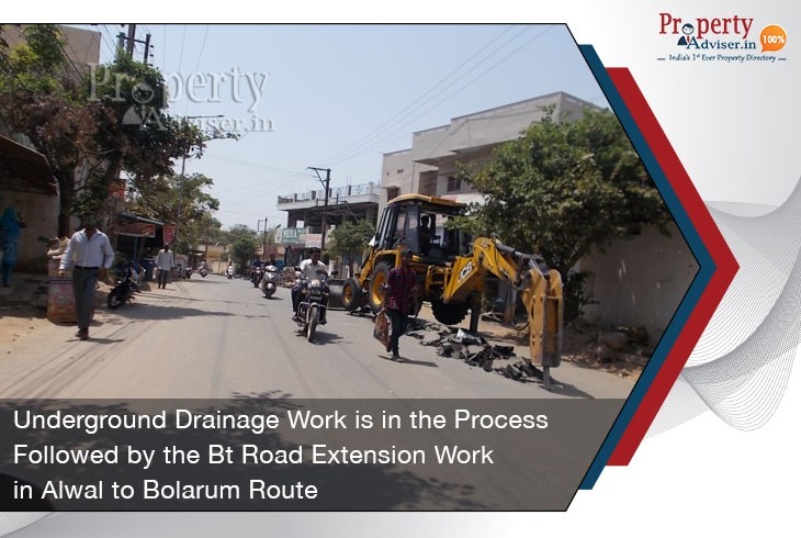 underground-drainage-work-process-and-bt-road-extension-in-alwal-to-bolarum-route