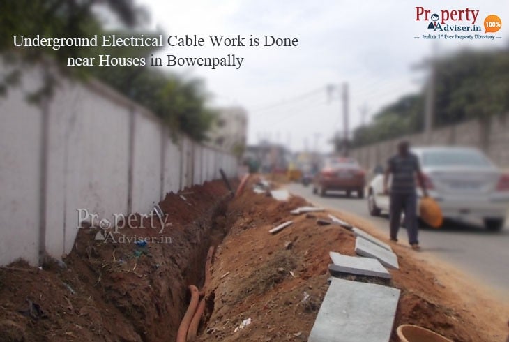 Installation of Underground Electrical Cable near Residential Homes in Bowenpally