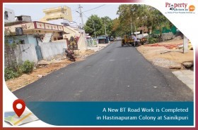 Laying of BT Road completed in Hastinapuram Colony at Sainikpuri