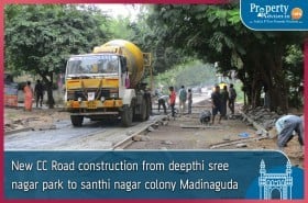 CC Road in Process from Deepthisree Nagar Park to Shanthinagar Colony, Madinaguda