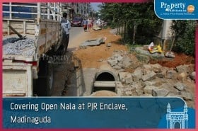 Covering Open Nala at PJR Enclave near Apartments in Madinaguda
