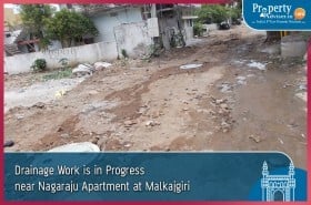Drainage Work Is in Progress near Nagaraju Apartment at Malkajgiri