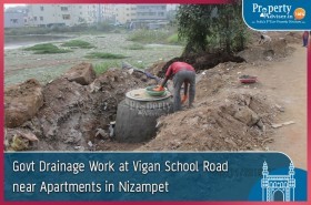 Govt Drainage Work at Vignan School Road near Apartments in Nizampet