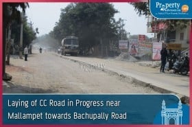 Laying of CC Road in Progress near Mallampet towards Bachupally Road