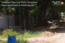 Manjeera Pipe Line Work Completed Near Apartments in Madinaguda