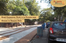 Road Expansion Work is in Process near Houses in Banjara Hills