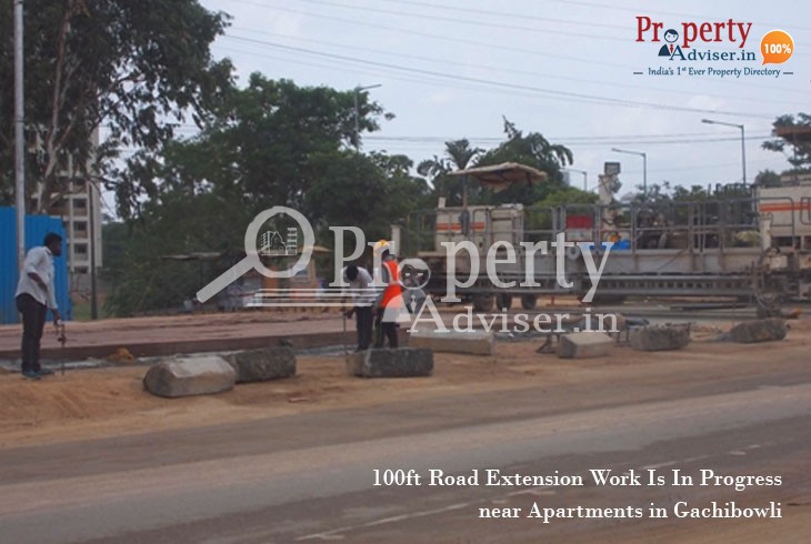 100ft Road Extension Work Is In Progress near Residential Apartments in Gachibowli