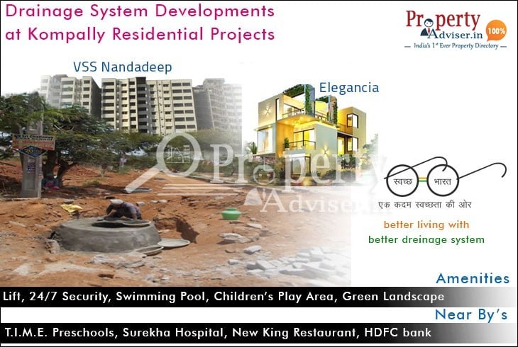 Drainage System Developments are Going on at Kompally Residential Projects