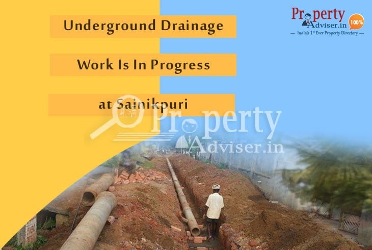 Underground Drainage Work Is In Progress near Residential Houses at Sainikpuri 