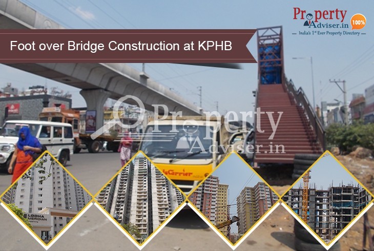 Foot over Bridge Construction is in Progress near Apartments at KPHB