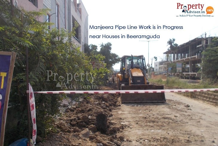 Laying of Manjeera Pipe Line near Houses in Beeramguda