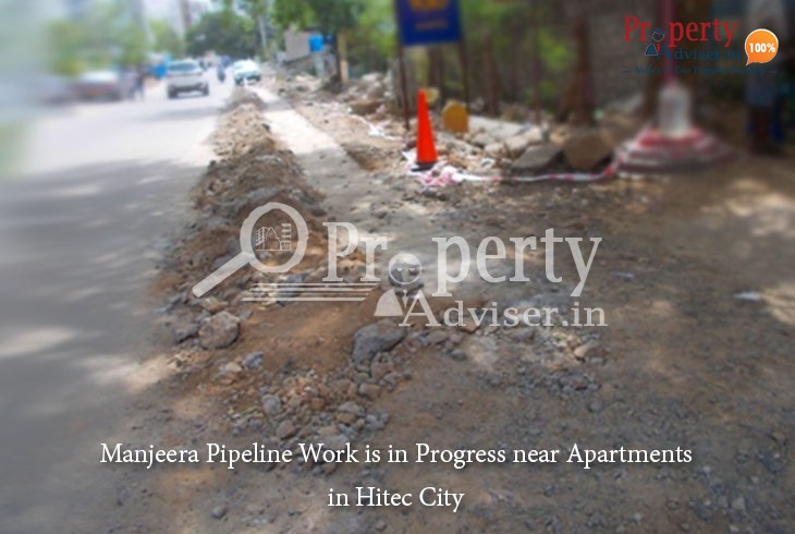 Manjeera Pipeline Work Near Apartments in Hitec City