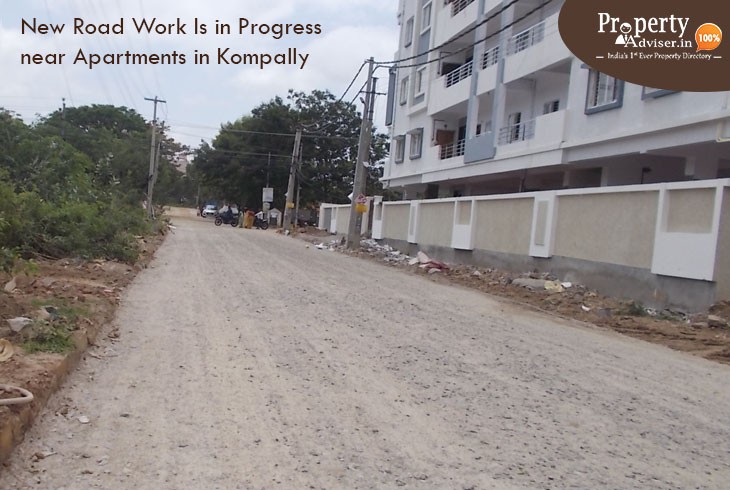 New Road Work Is in Progress near Apartments in Kompally