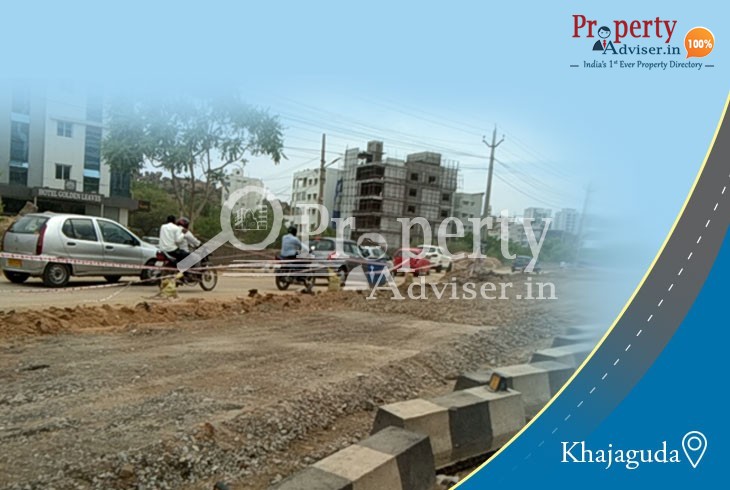 Road Extension Work is in Progress near Residential Apartments at Khajaguda