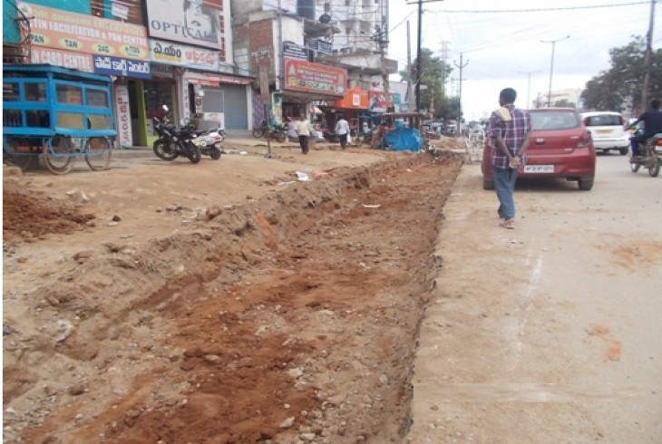 Road Extension Work Near Jeedimetla Apartments