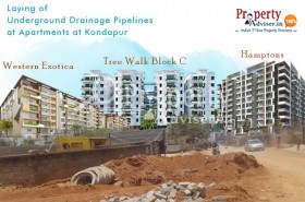 Laying of Underground Drainage Pipelines near Apartments at Kondapur